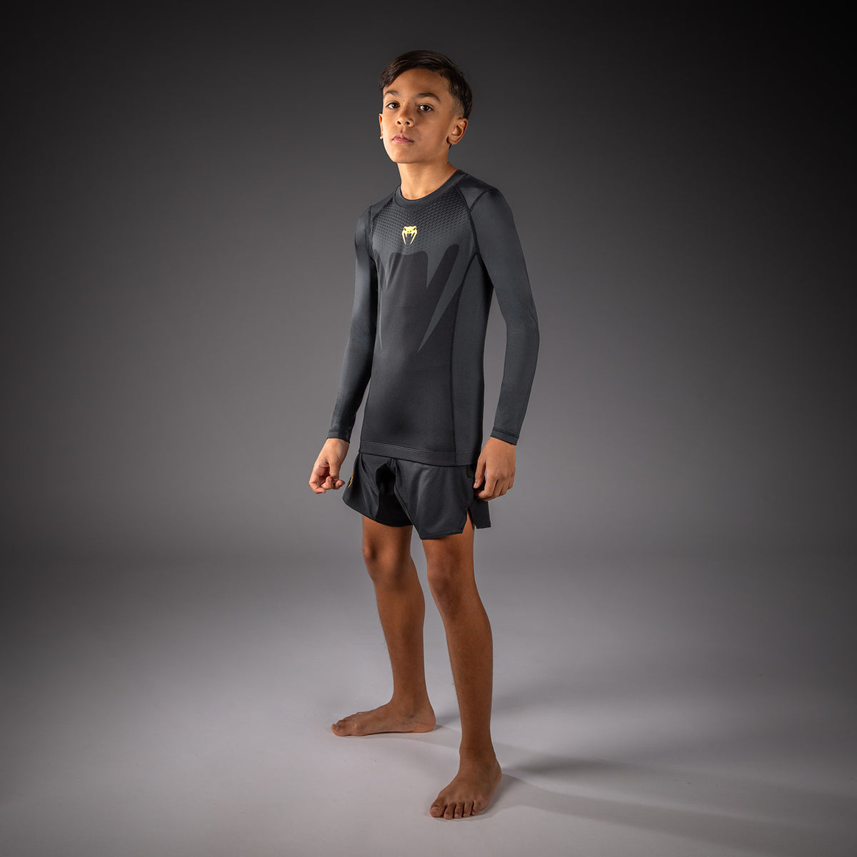 Venum Attack Rashguard met lange mouwen voor kinderen - Zwart/Goud