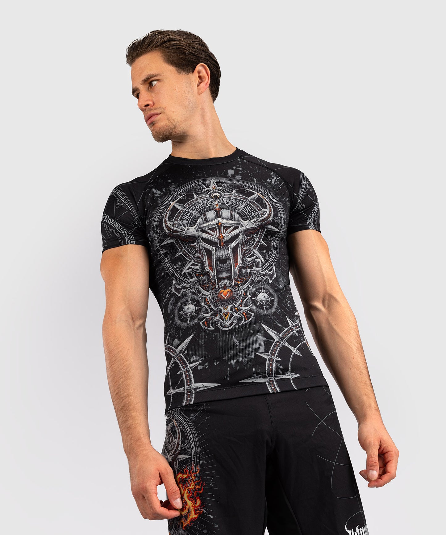 Venum Gladiator 5.0 Heren Korte Mouw Rashguard - Zwart/Zilver