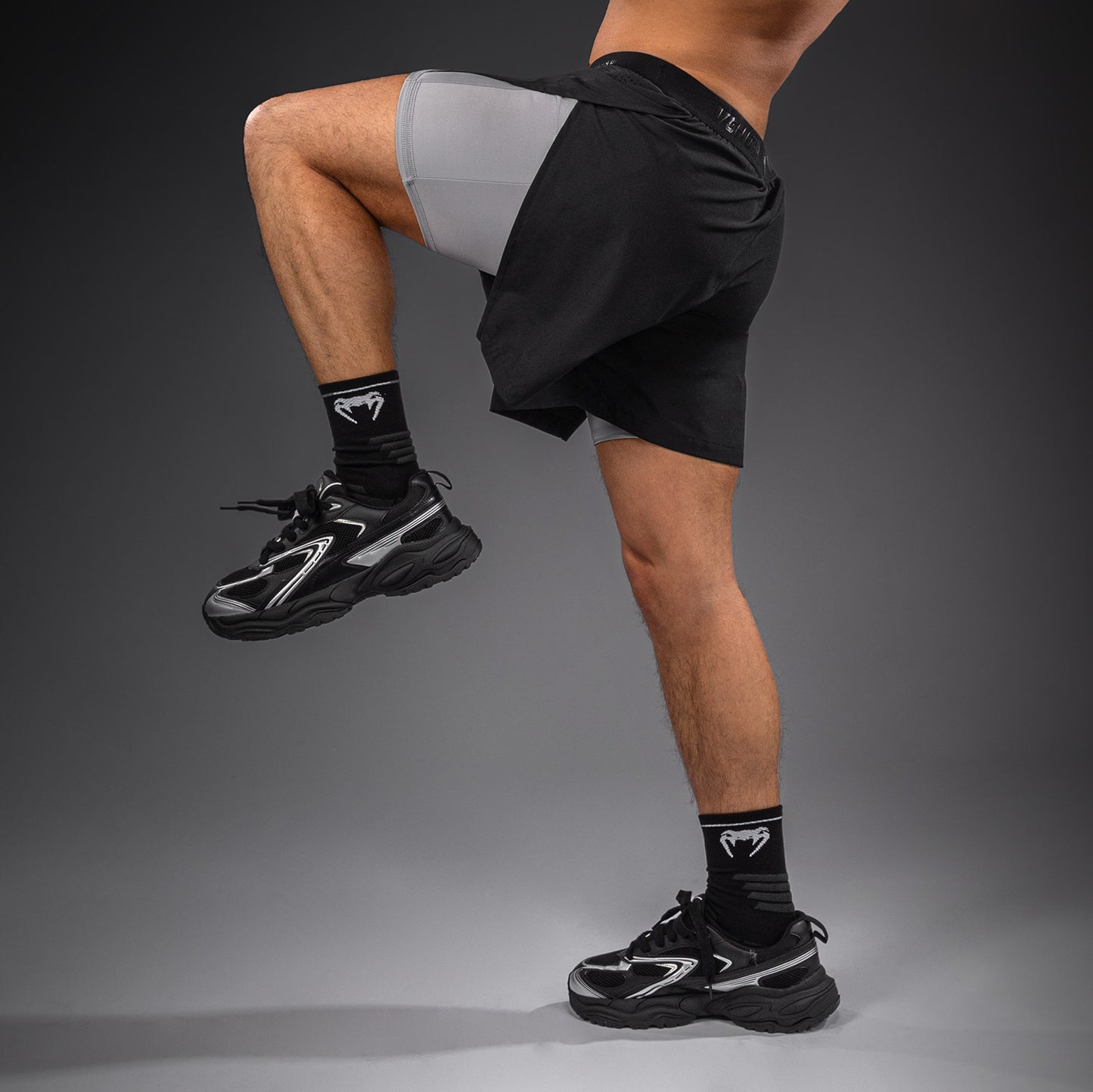 Venum Lazer hybride trainingsshort - Zwart/Grijs