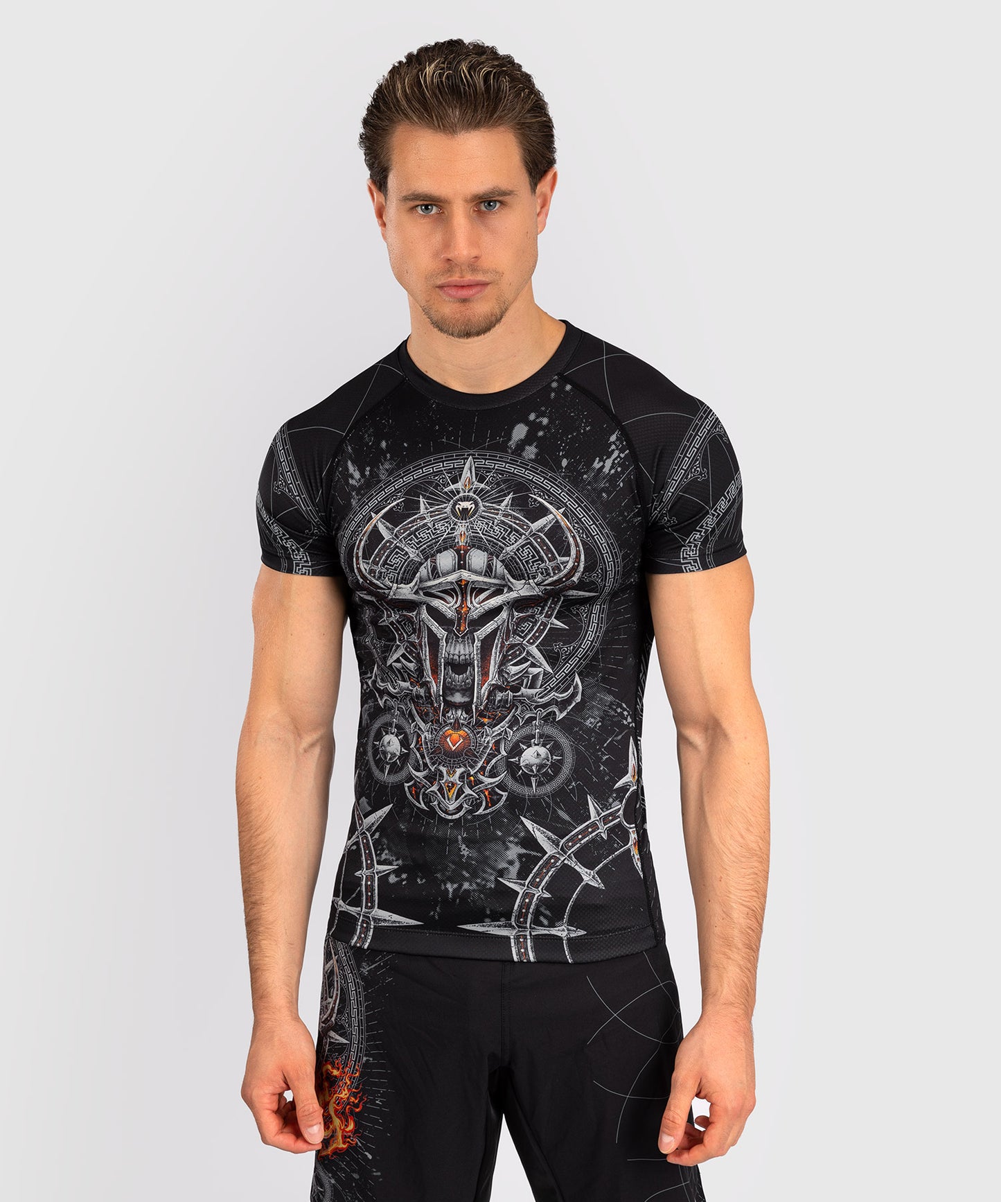 Venum Gladiator 5.0 Heren Korte Mouw Rashguard - Zwart/Zilver