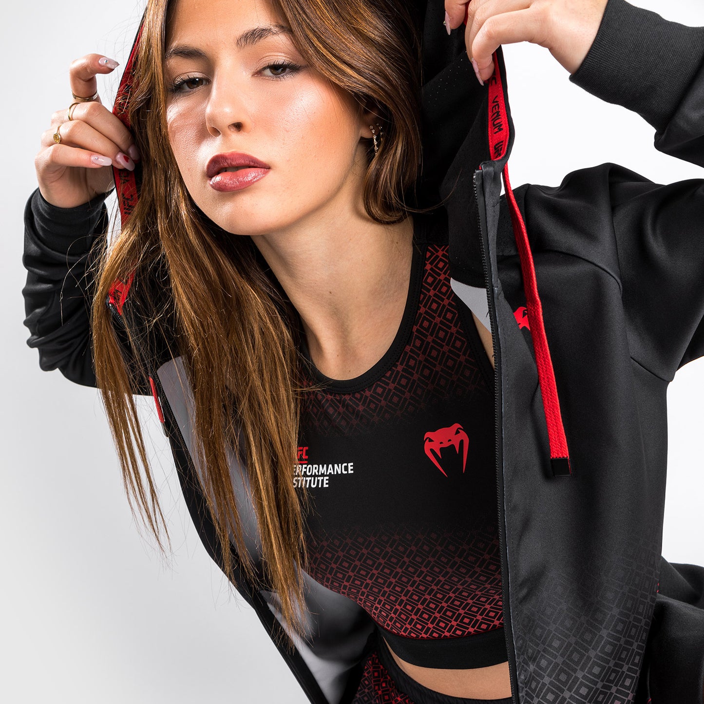 Venum UFC Performance Institute Sweatshirt Met Capuchon - Voor Dames - Zwart/Rood