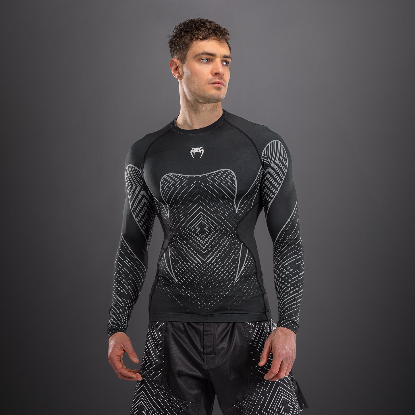 Venum Midnight Fury Rashguard met lange mouwen – Zwart/Grijs/Zilver