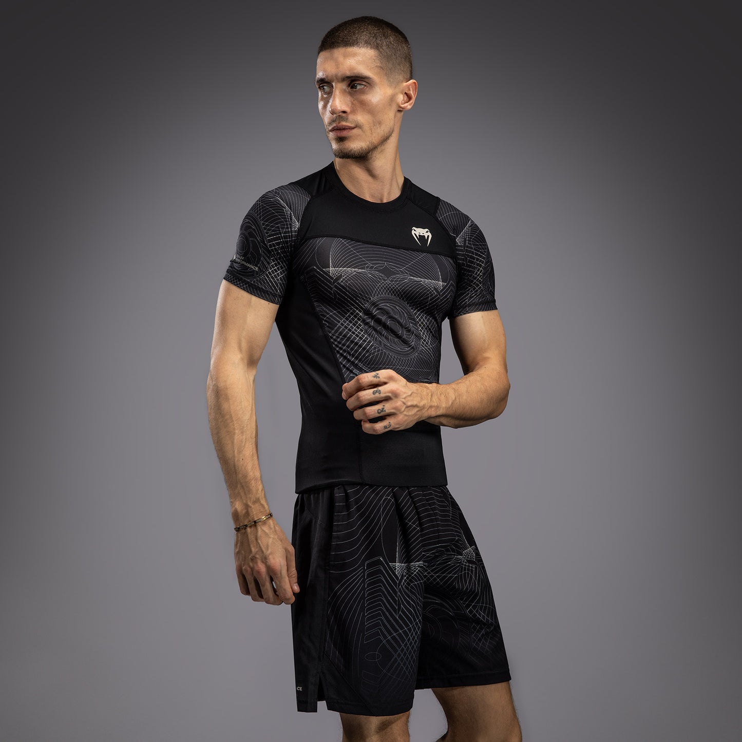Venum G-Fit Air Korte Mouw Rashguard Heren - Diepzwart / Woestijnzand
