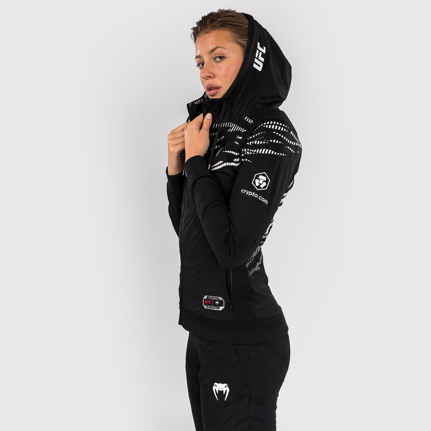 UFC Fusion by Venum Personalized Authentic Fight Night Hoodie voor Dames - Zwart