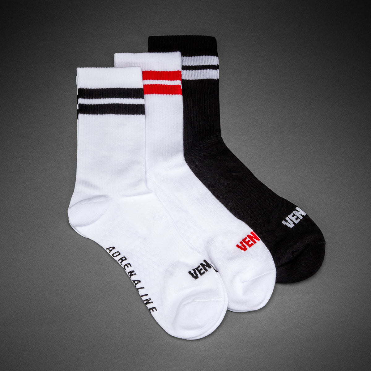 Venum Adrenaline Sportsokken set van 3 paar - Zwart/Wit/Rood