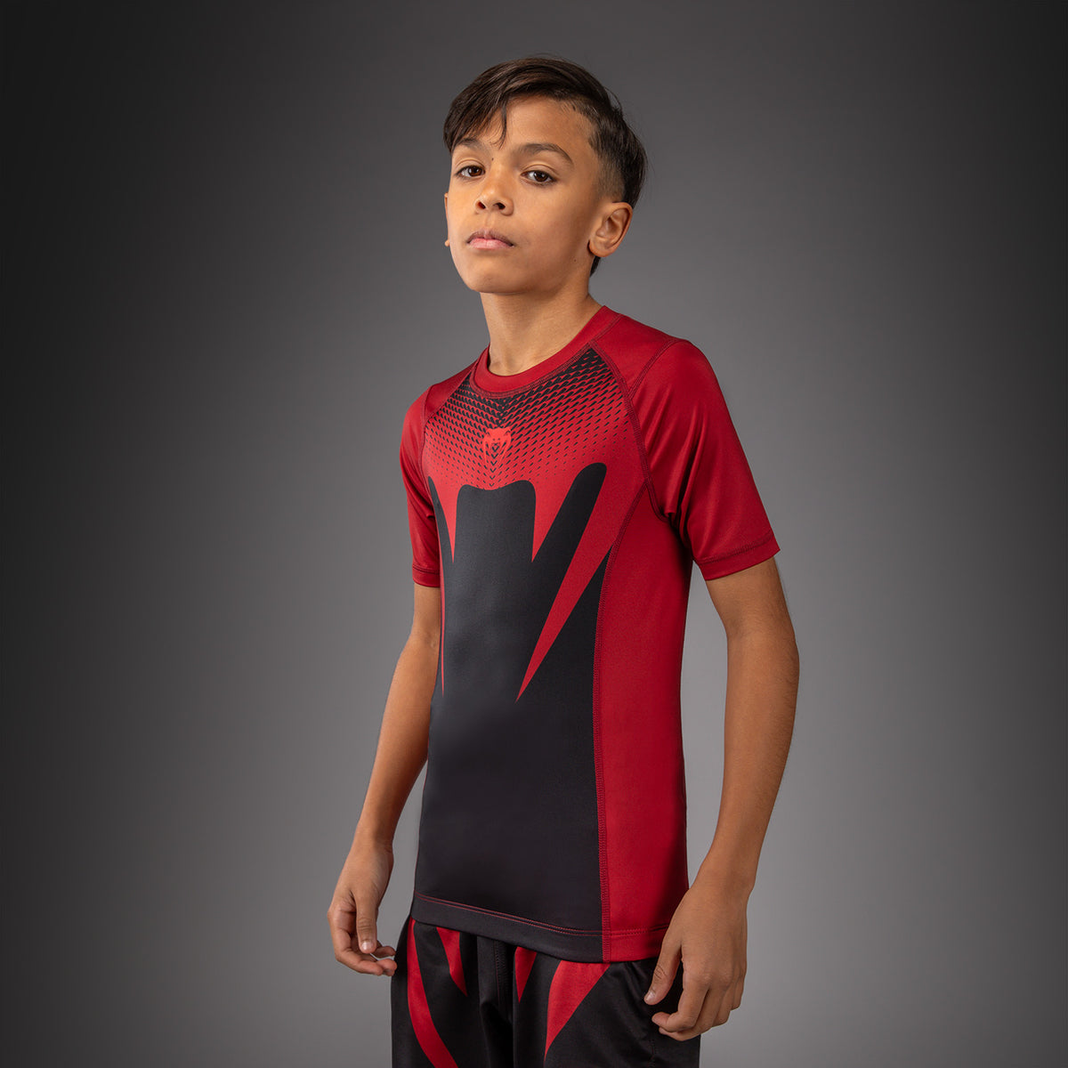 Venum Attack Rashguard met Korte Mouwen voor Kinderen - Zwart/Rood