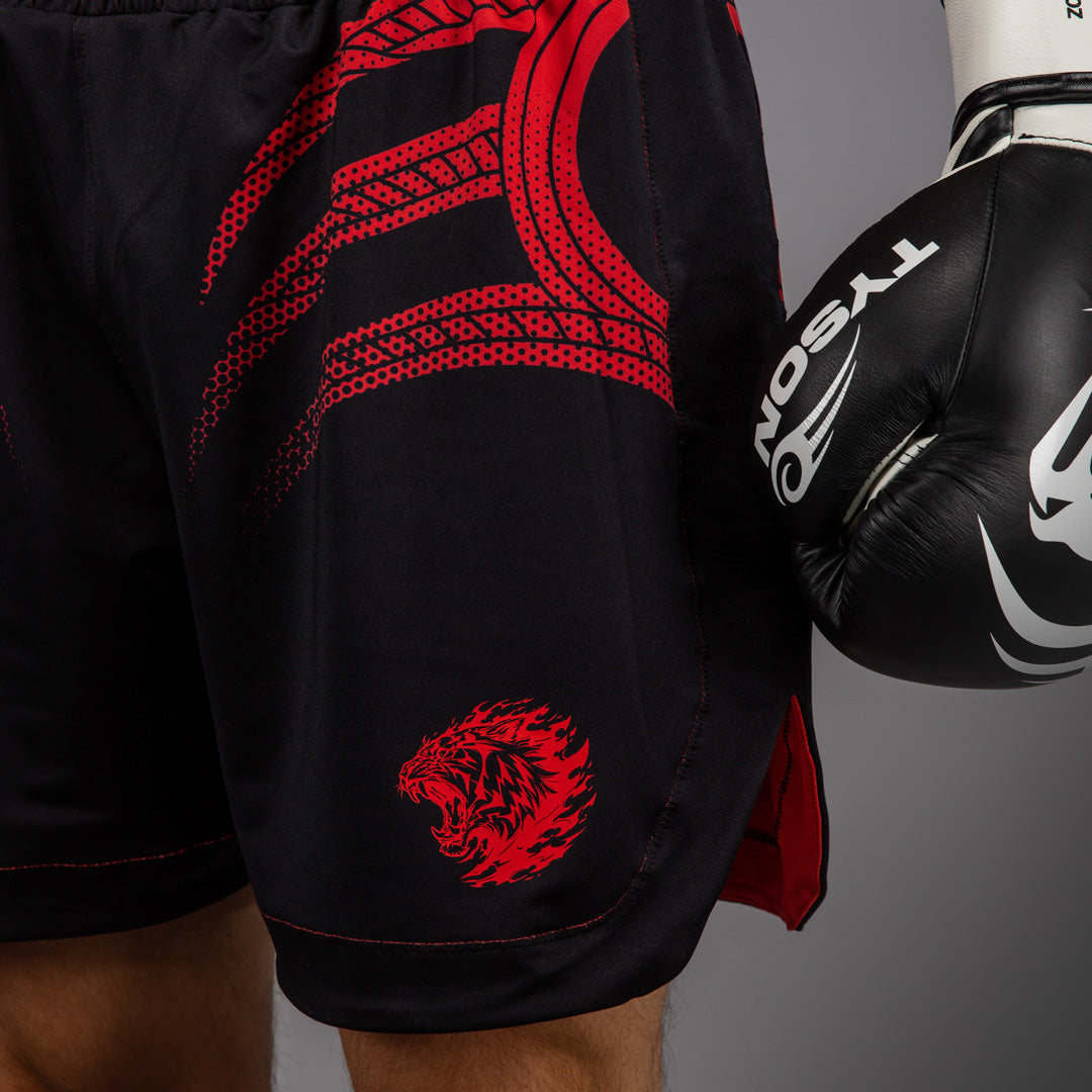 Venum x Mike Tyson Tiger Boksshorts - Diep Zwart/Intens Rood