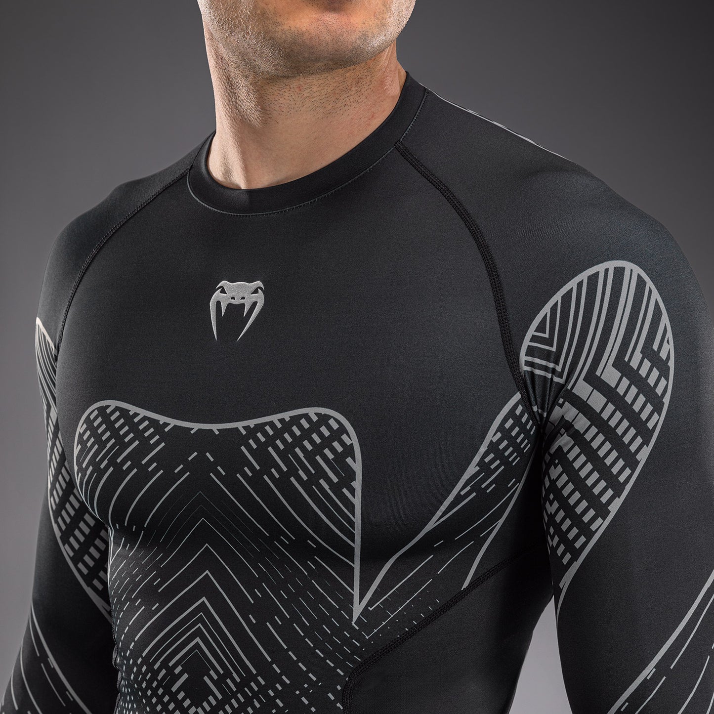 Venum Midnight Fury Rashguard met lange mouwen – Zwart/Grijs/Zilver