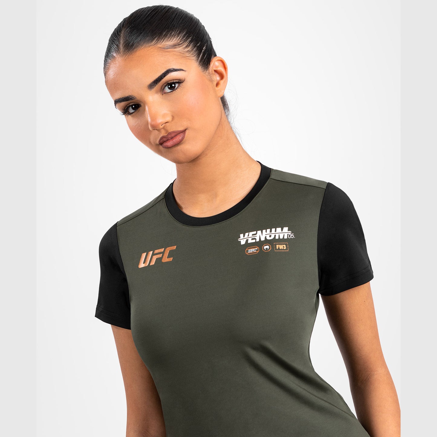 UFC Adrenaline by Venum Fight Week Dames-T-shirt Dry-Tech - Kaki/Brons