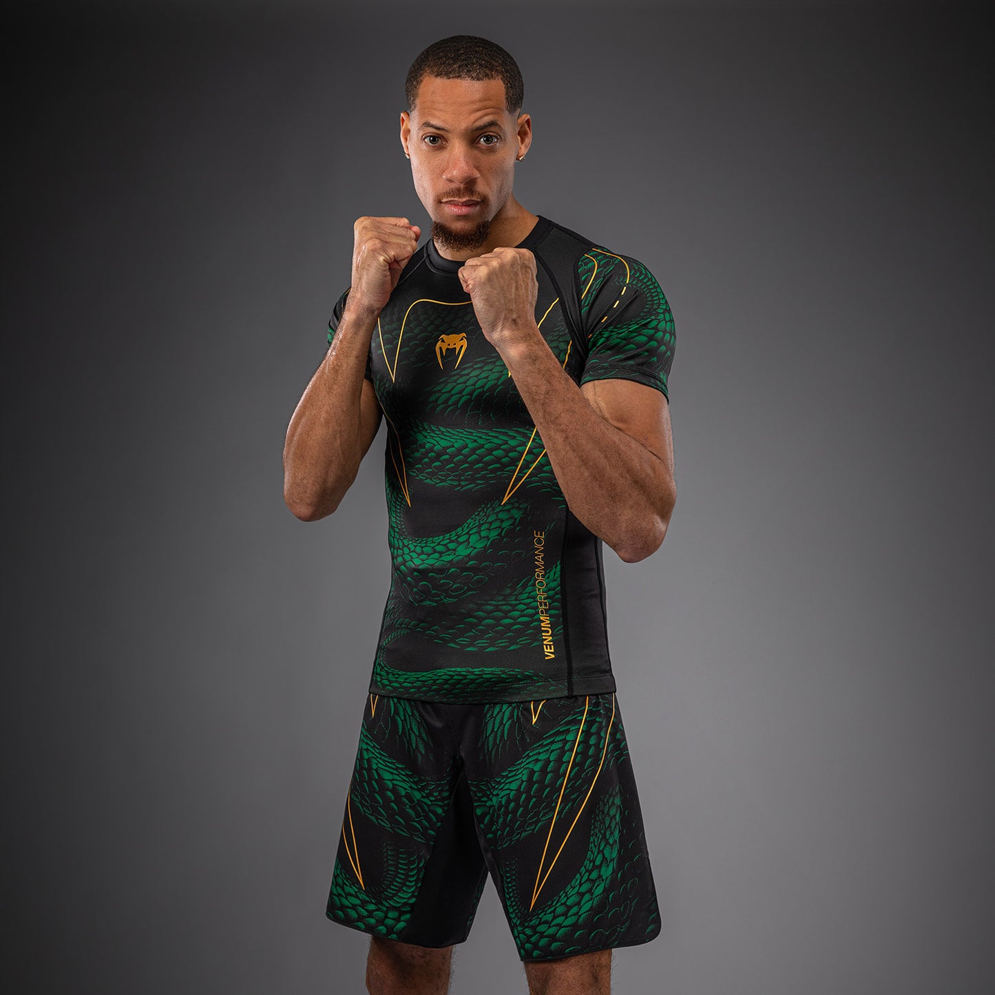 Venum Matupa Rashguard met korte mouwen - Zwart/Groen/Goud