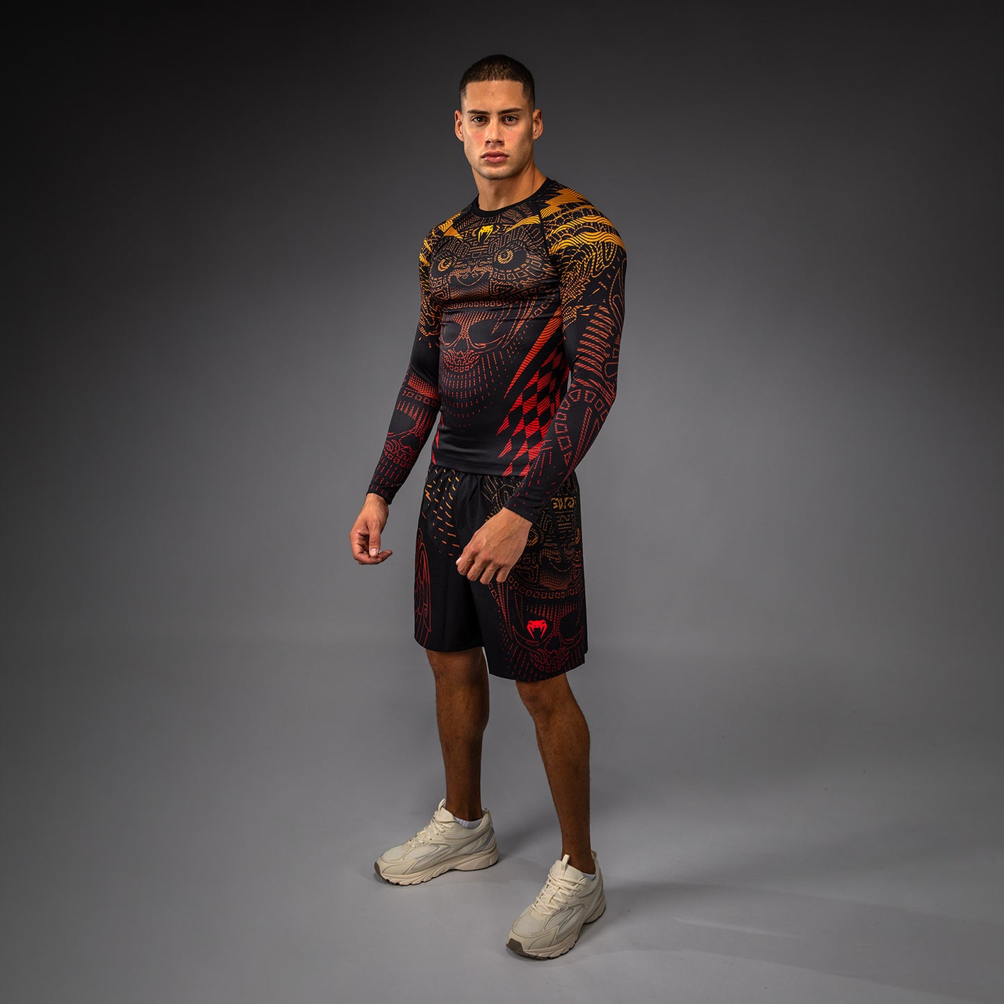 Venum Quetzal Fury Lange Mouw Rashguard - Zwart/Fury Rood/Tangerine