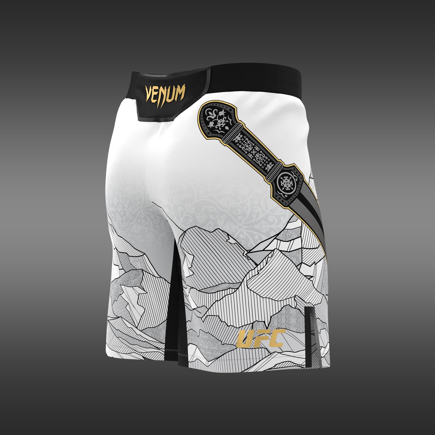 UFC Unrivaled by Venum Islam Makhachev Mannen Gevechtsshort - Wit/Zwart