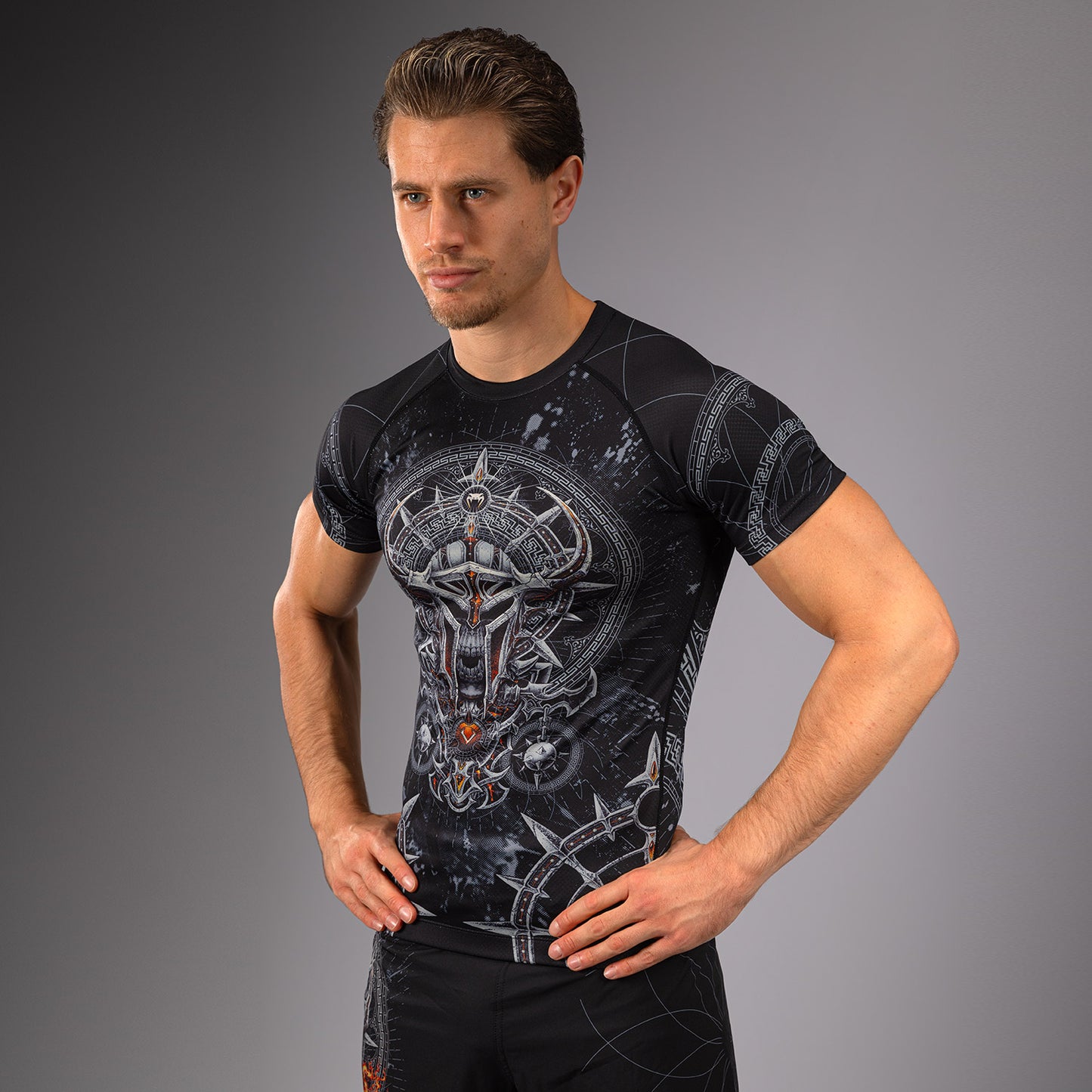 Venum Gladiator 5.0 Heren Korte Mouw Rashguard - Zwart/Zilver