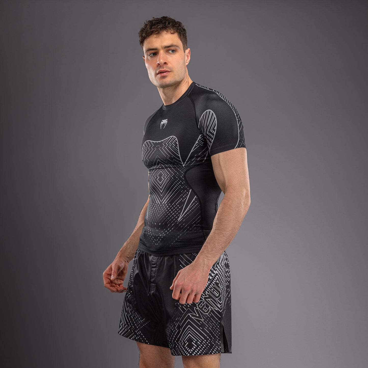 Venum Midnight Fury Rashguard met korte mouwen – Zwart/Grijs/Zilver