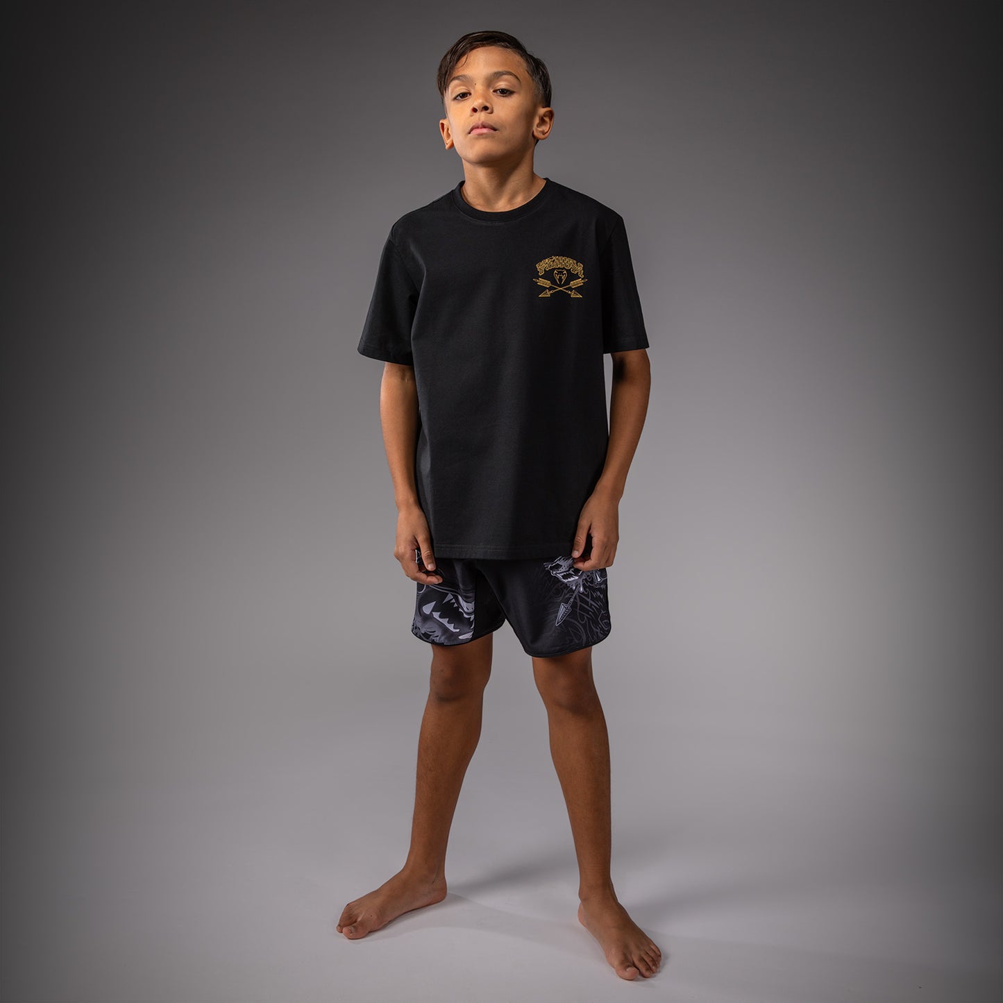 Venum Wolf Atak Kids T-shirt – Zwart/Gemêleerd grijs