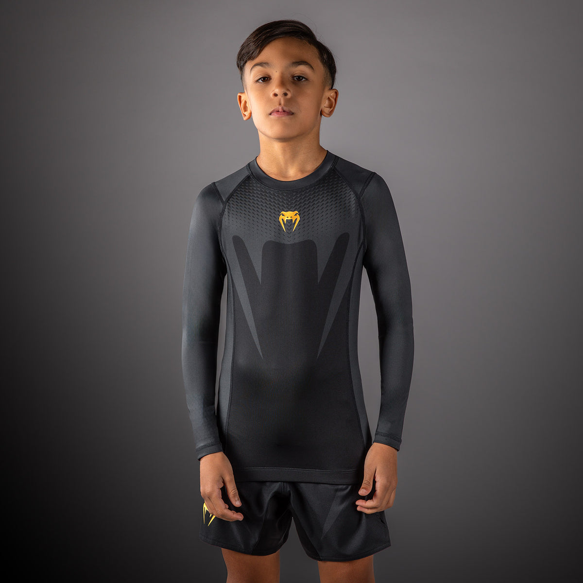Venum Attack Rashguard met lange mouwen voor kinderen - Zwart/Goud