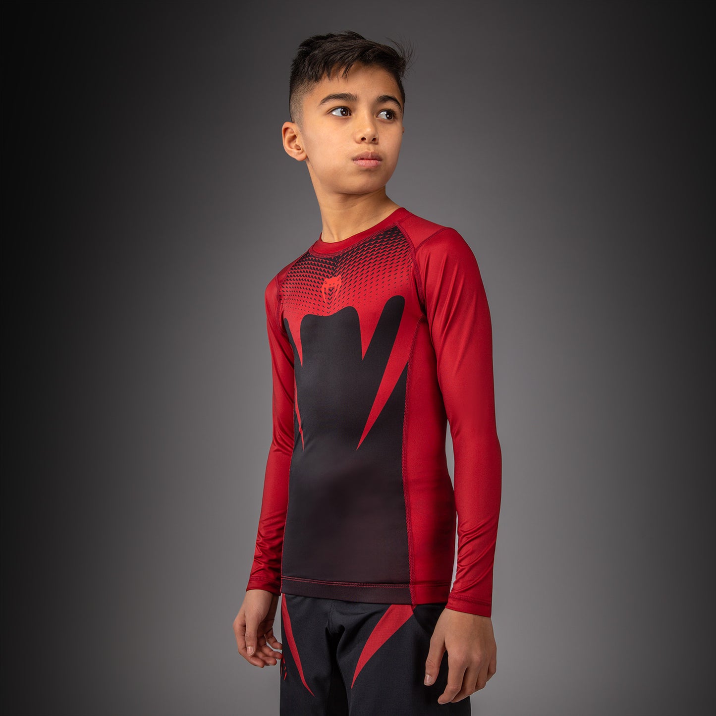 Venum Attack Rashguard met Lange Mouwen voor Kinderen - Zwart/Rood