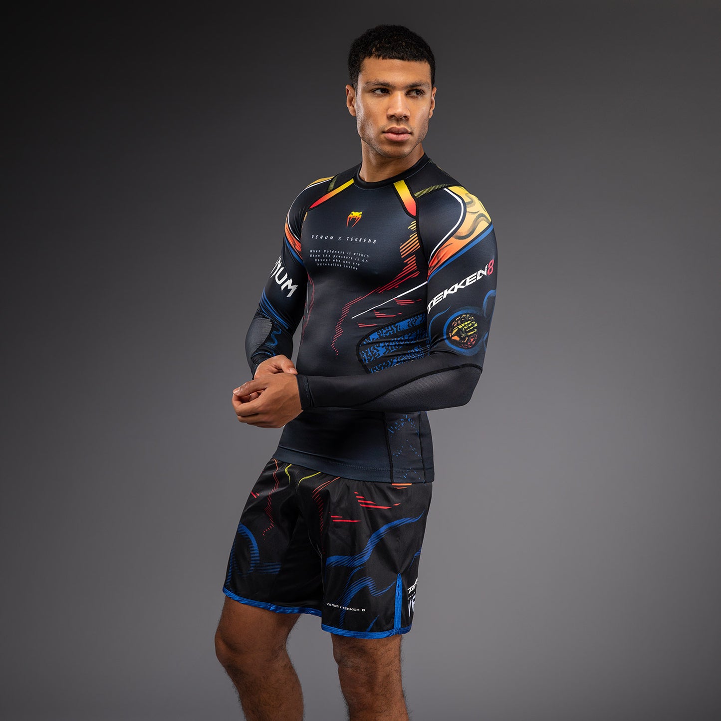 Venum x TEKKEN 8 Rashguard met Lange Mouwen - Yoshimitsu - Zwart/Oranje