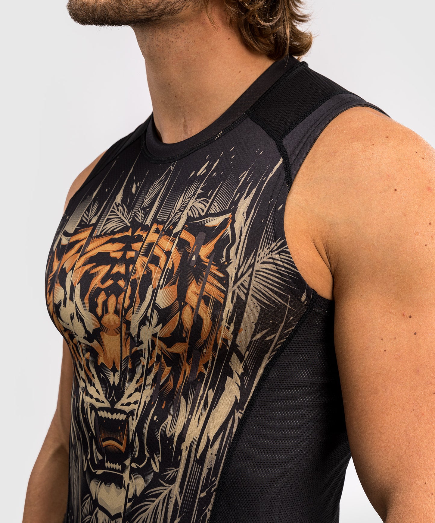 Venum Tiger Mouwloos T-Shirt - Zwart / Neon Oranje