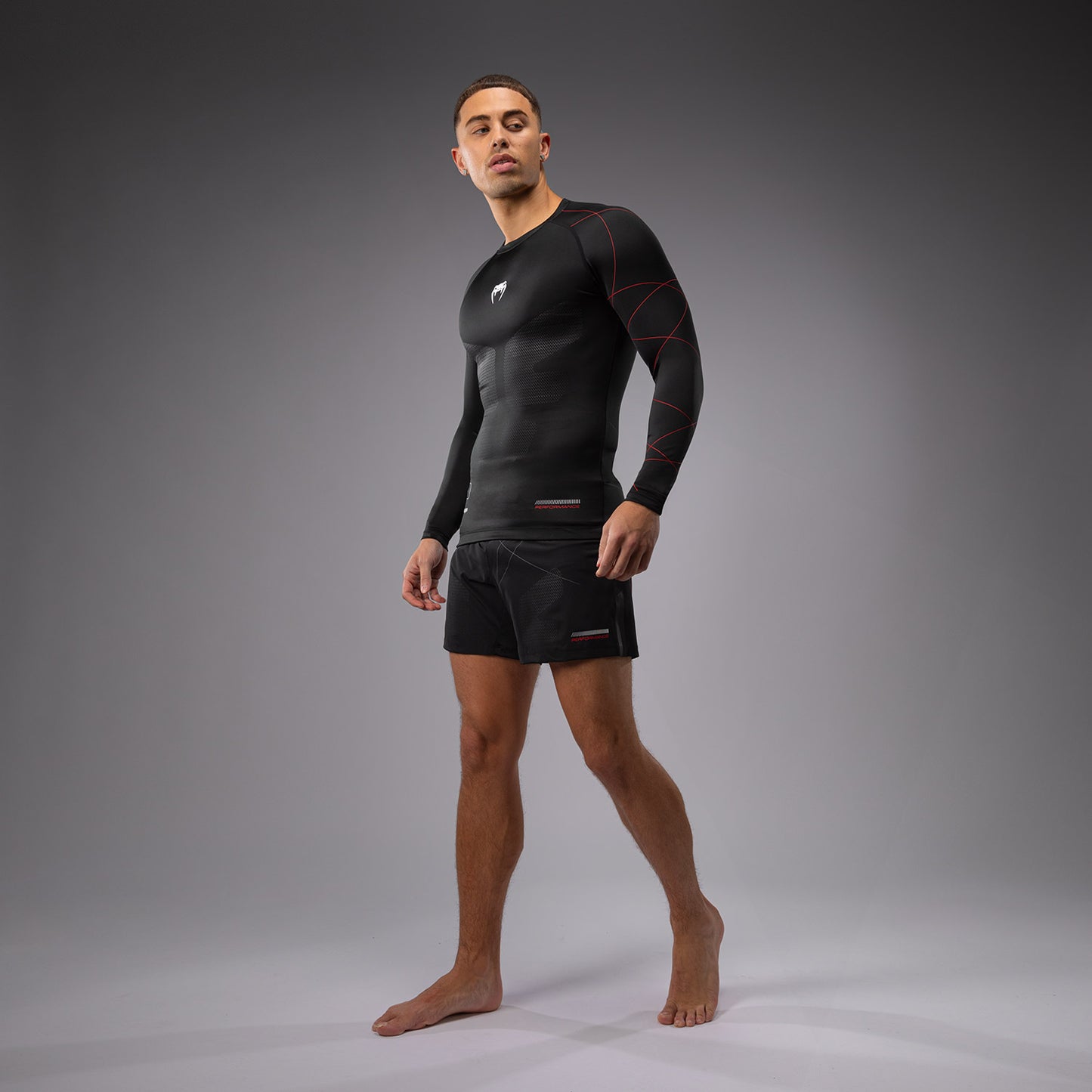 Venum Tactical XT Heren-Rashguard met lange mouwen - Zwart/Vuurrood