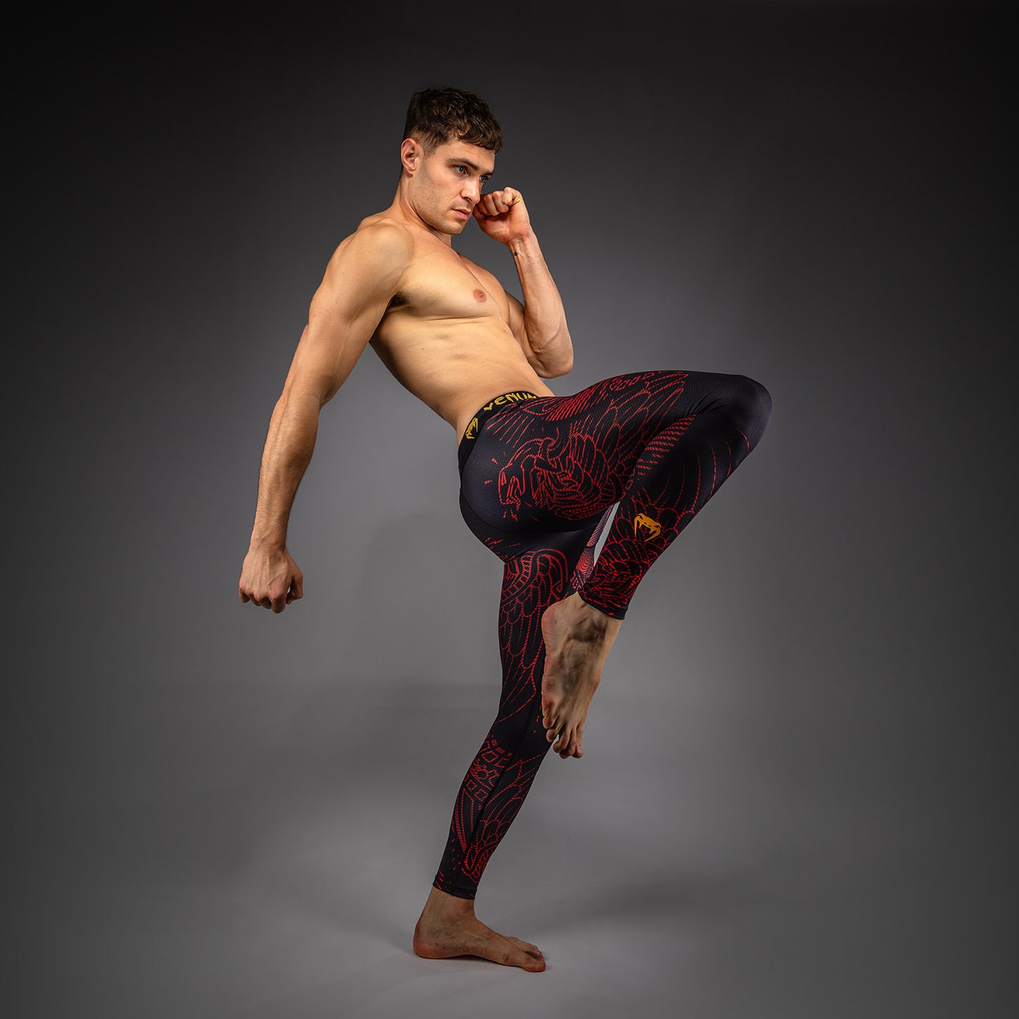Venum Quetzal Fury Spats - Zwart/Fury Rood/Tangerine