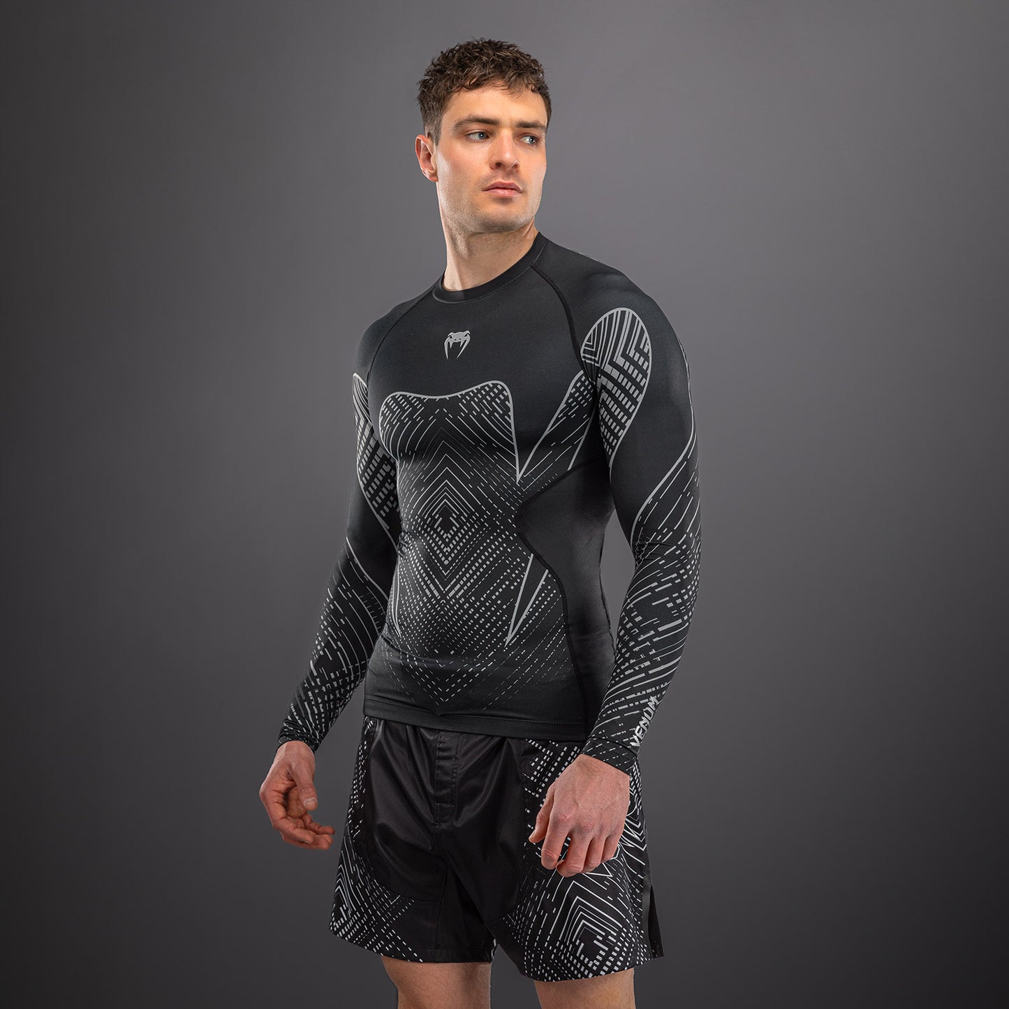 Venum Midnight Fury Rashguard met lange mouwen – Zwart/Grijs/Zilver