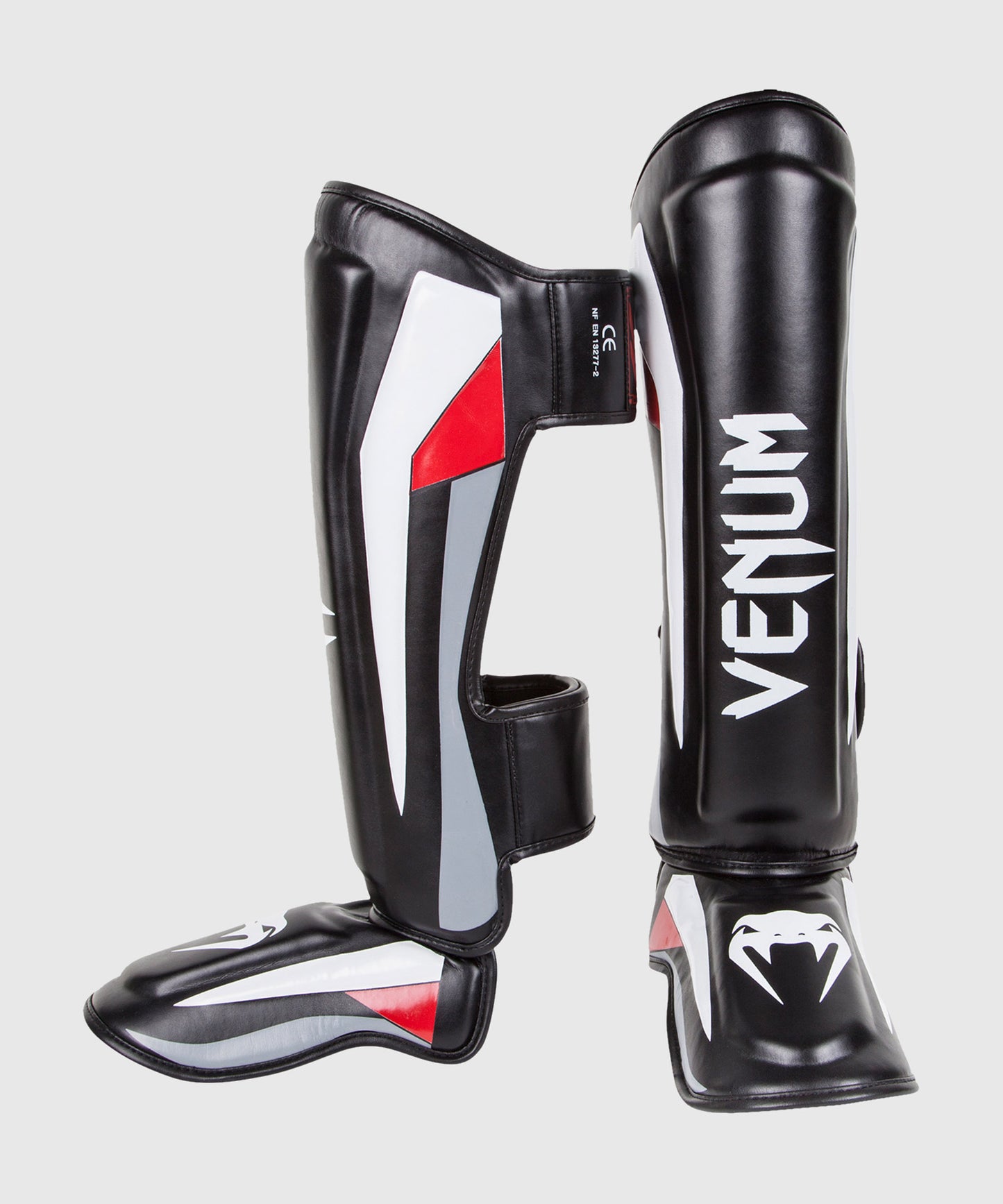 Venum Elite Standup Scheenbeschermers - zwart/rood/grijs