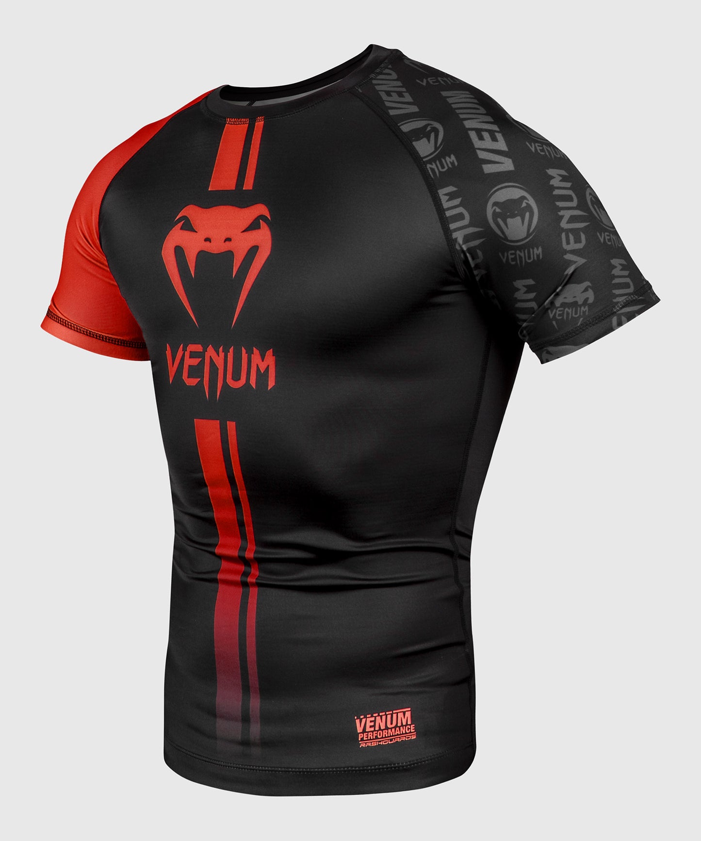 Venum Logos Rashguard - Korte mouwen - Zwart/Rood