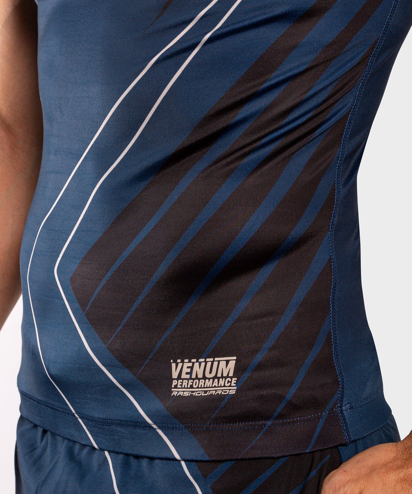 Venum Contender 5.0 Rashguard - Korte mouwen - blauwe marine / zand