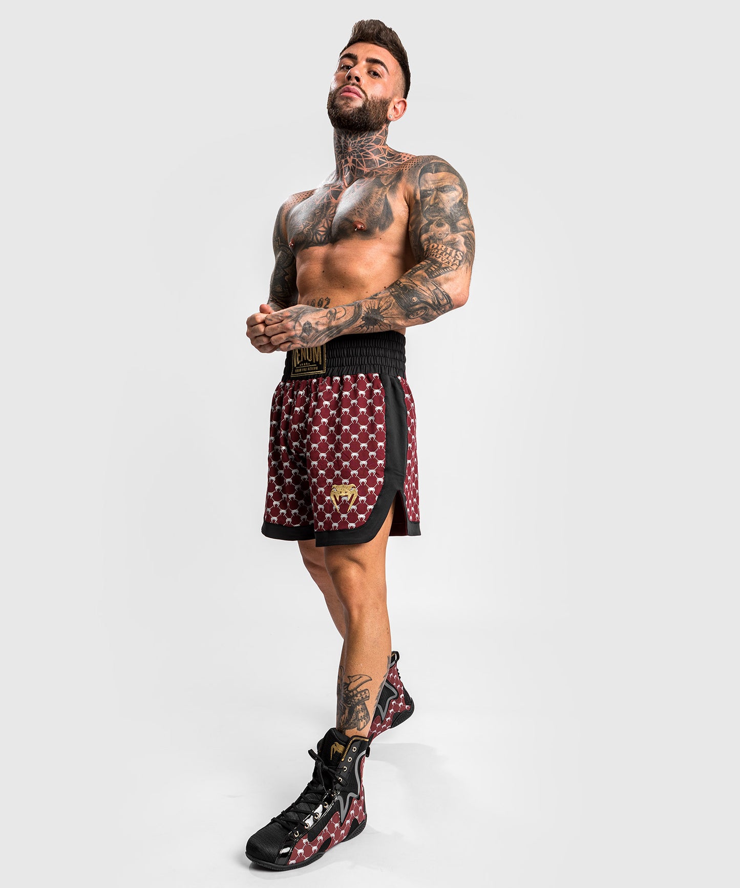 Venum Monogram Boxing Shorts - Zwart/Bourgondië