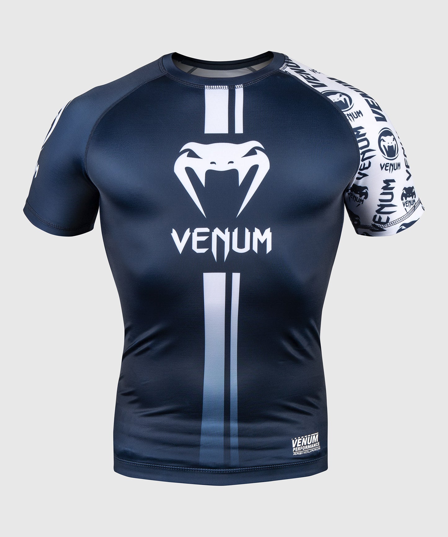 Venum Logos Rashguard - Korte mouwen - Marineblauw/Wit