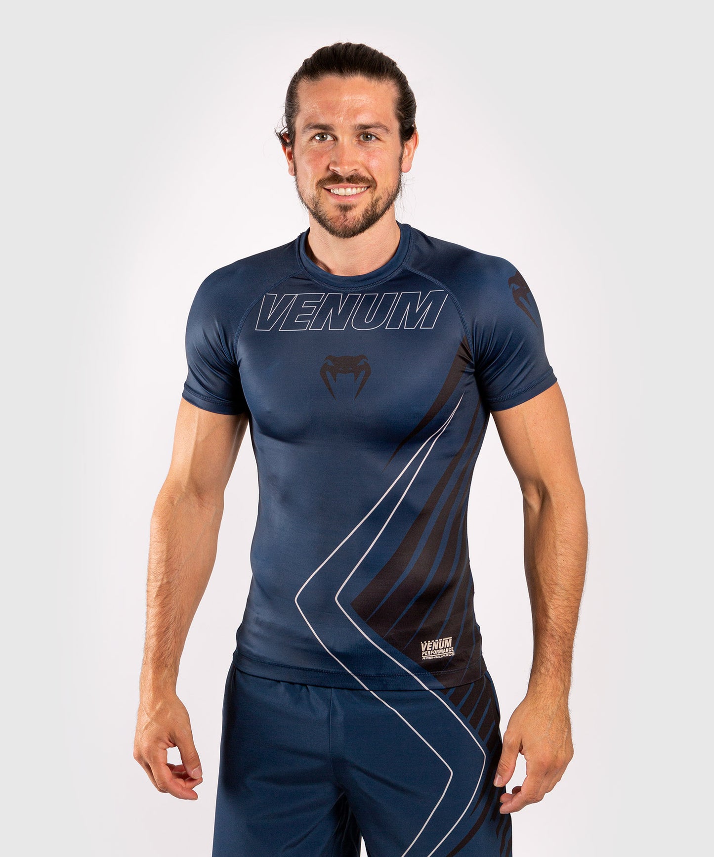 Venum Contender 5.0 Rashguard - Korte mouwen - blauwe marine / zand