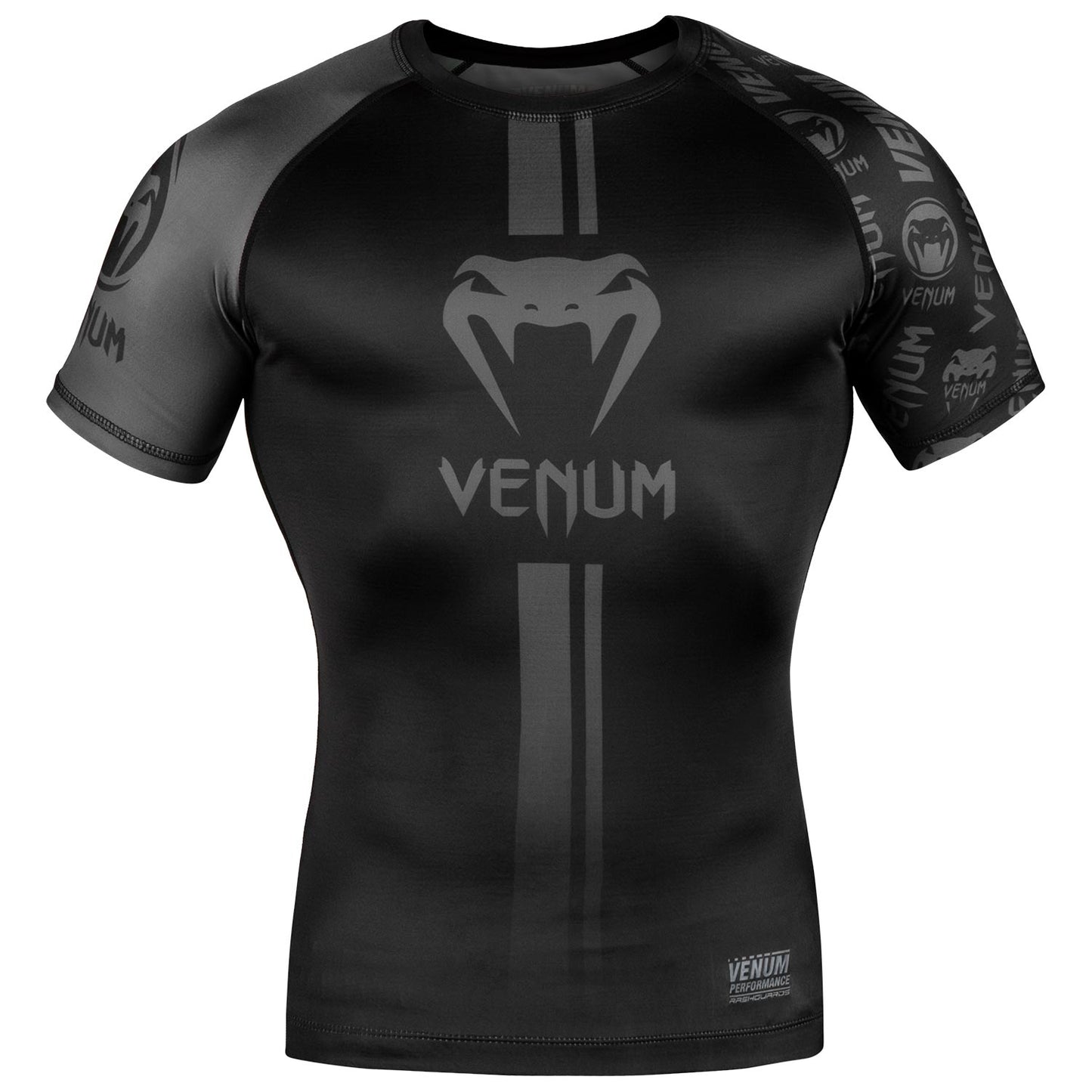 Venum Logos Rashguard - Korte mouwen - Zwart/Zwart