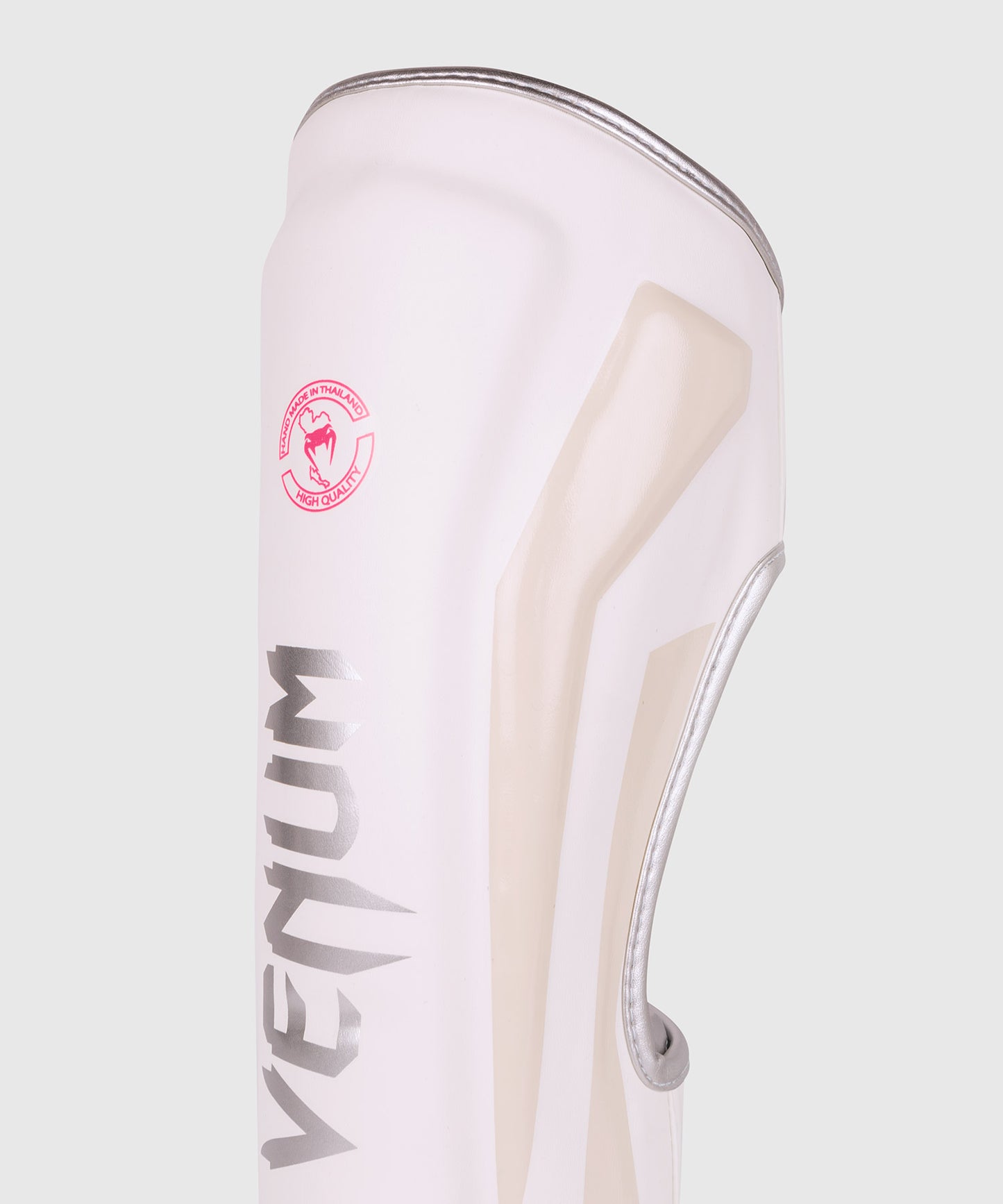 Venum Elite scheenbeschermers - Wit/zilver-roze