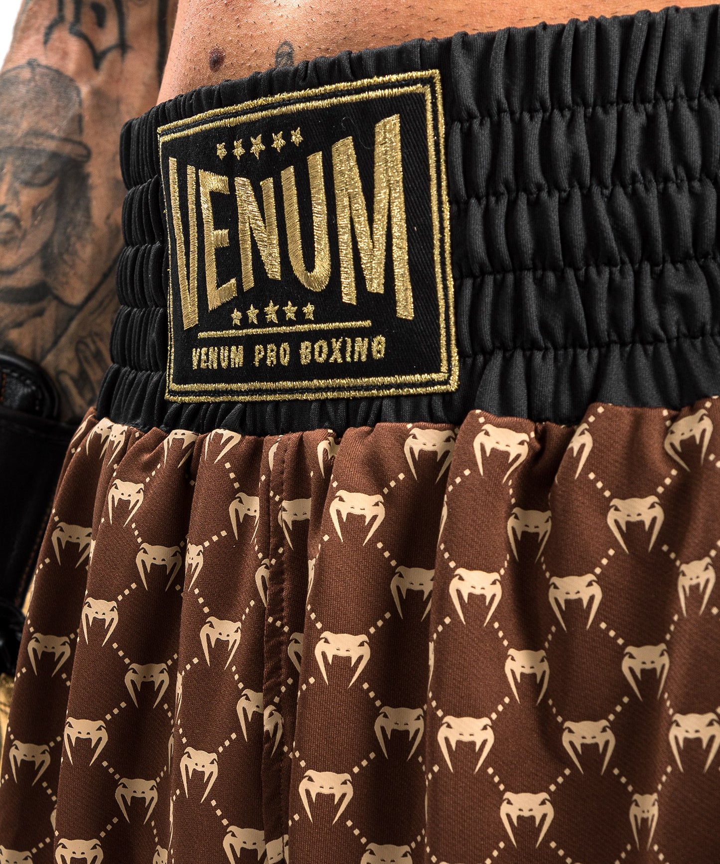 Venum Monogram Boxing Shorts - Zwart/Bruin