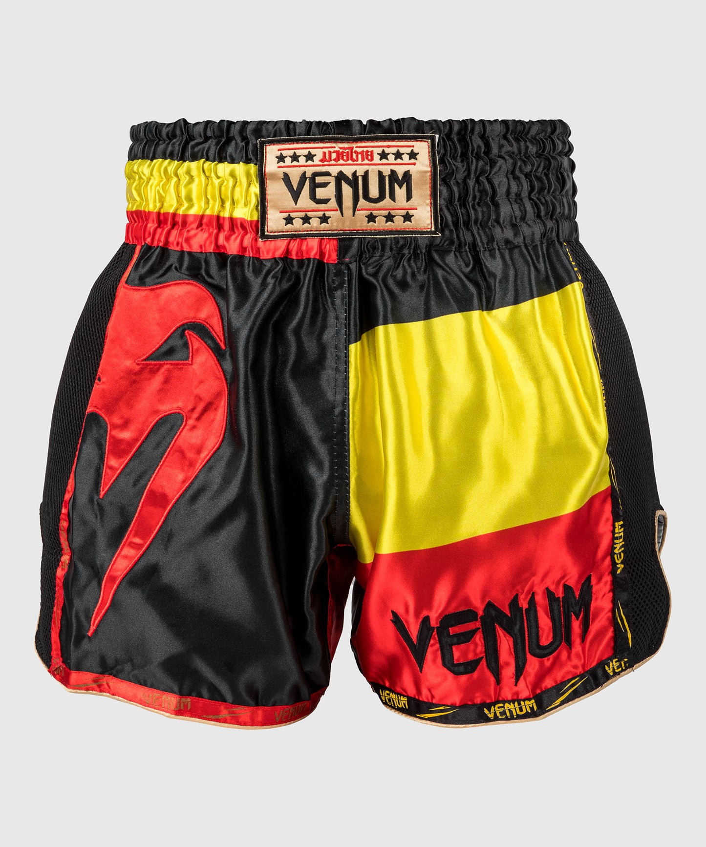 Venum Giant Muay Thai broekje - Zwart/Geel/Rood