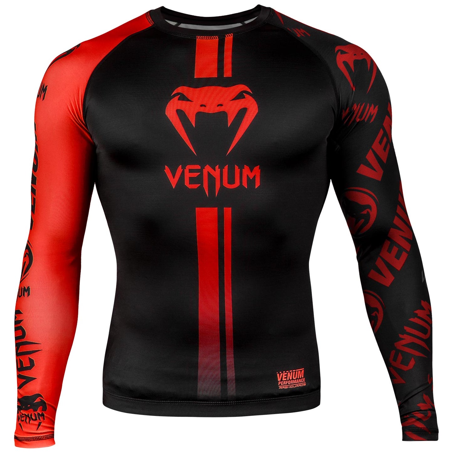 Venum Logos Rashguard - Lange mouwen - Zwart/Rood
