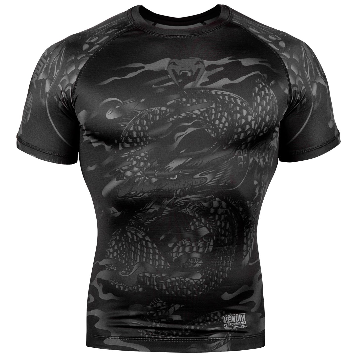 Venum Dragon's Flight Rashguard - Korte Mouwen - Zwart/Zwart