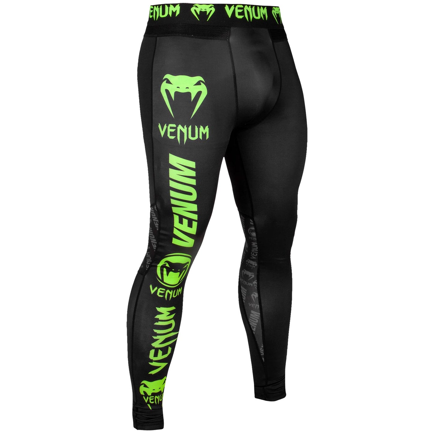 Venum Logos Spats - Zwart/Neongeel