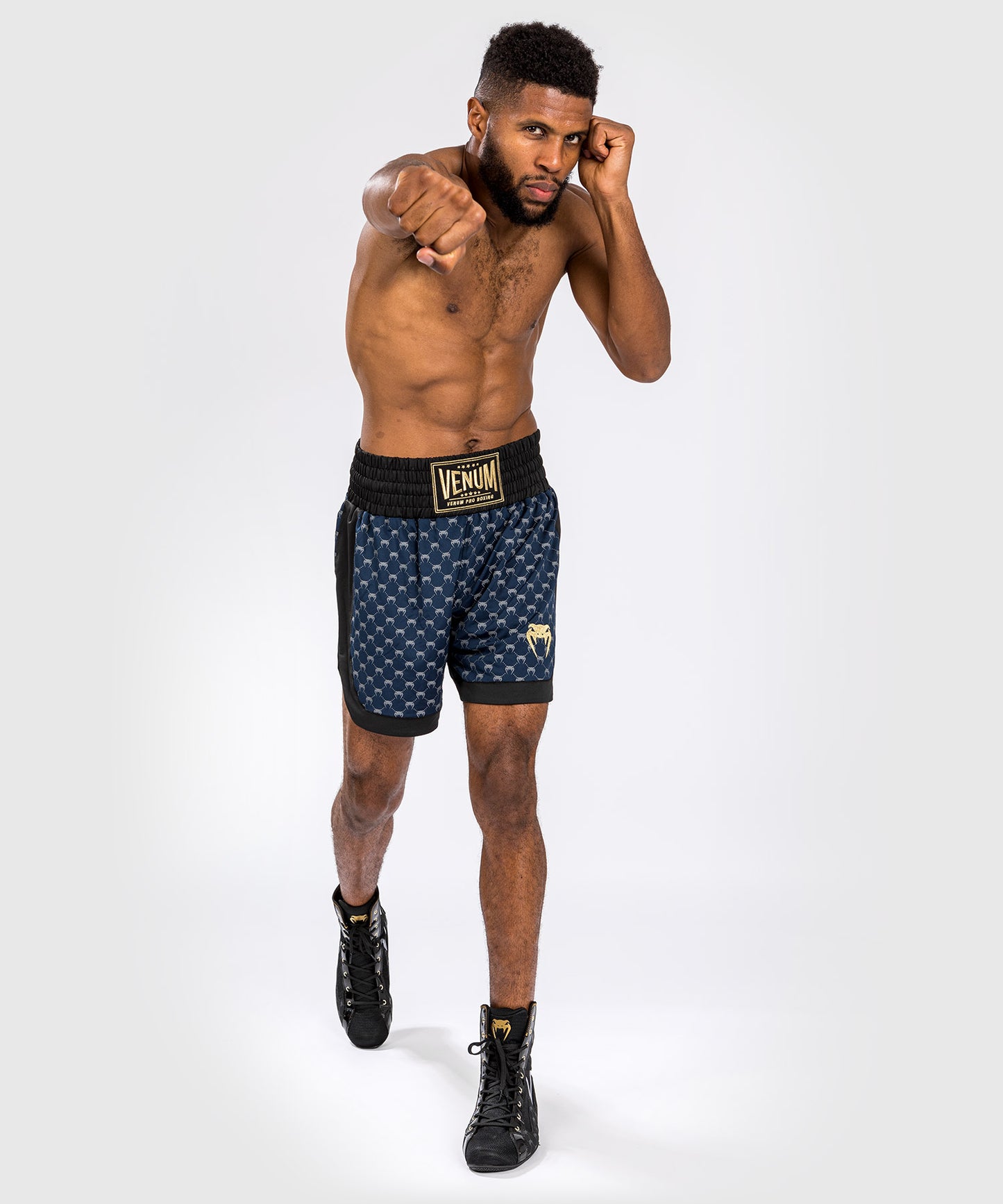 Venum Monogram Boxing Shorts - Zwart/Marineblauw