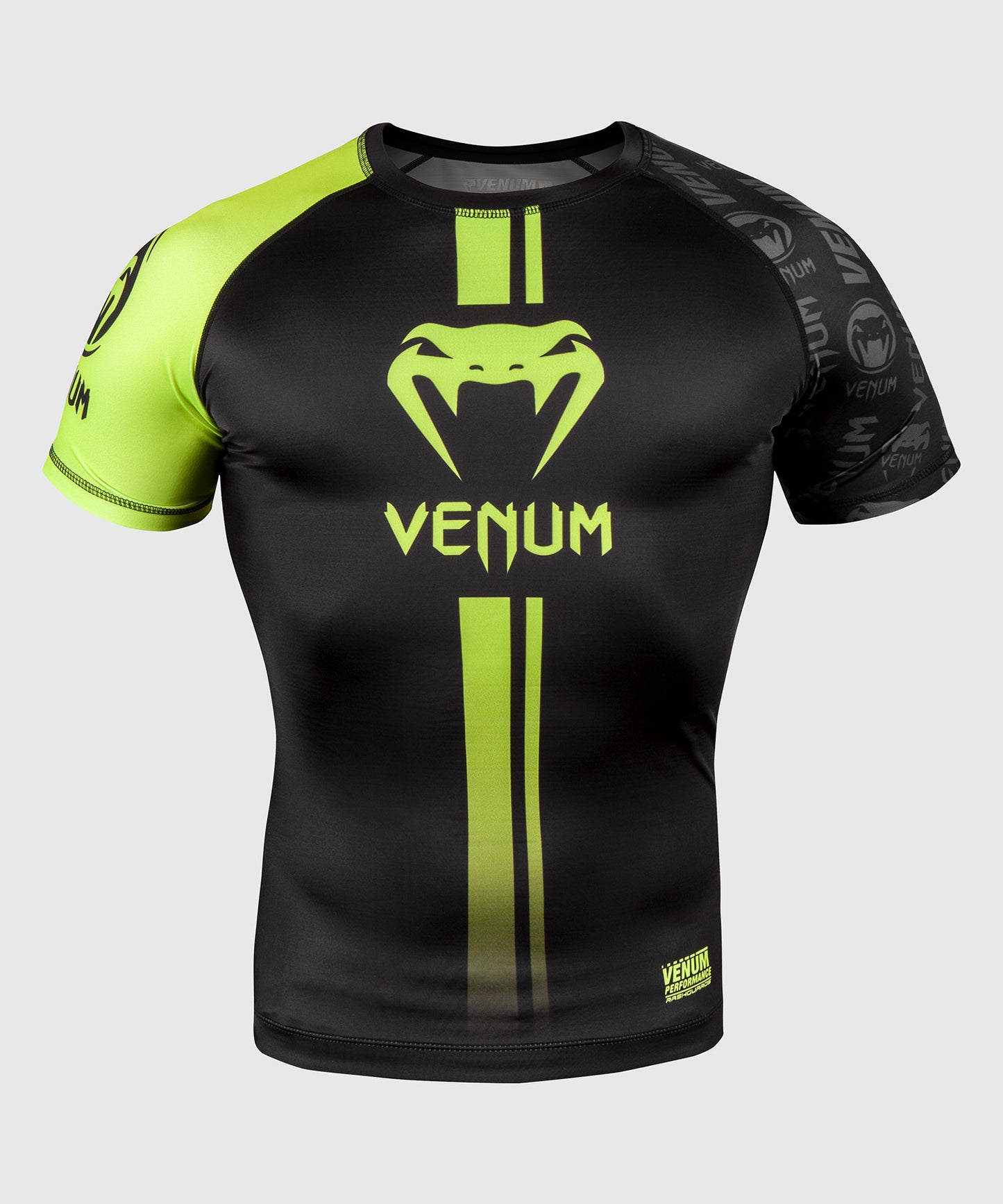 Venum Logos Rashguard - Korte mouwen - Zwart/Neongeel