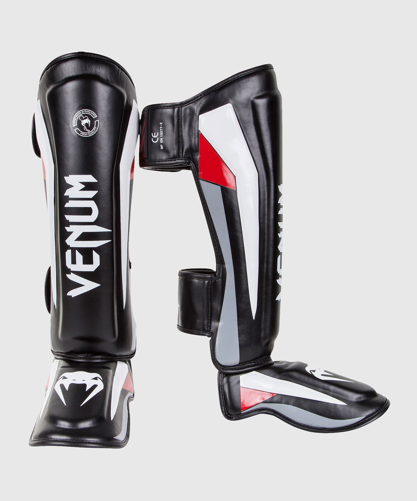 Venum Elite Standup Scheenbeschermers - zwart/rood/grijs