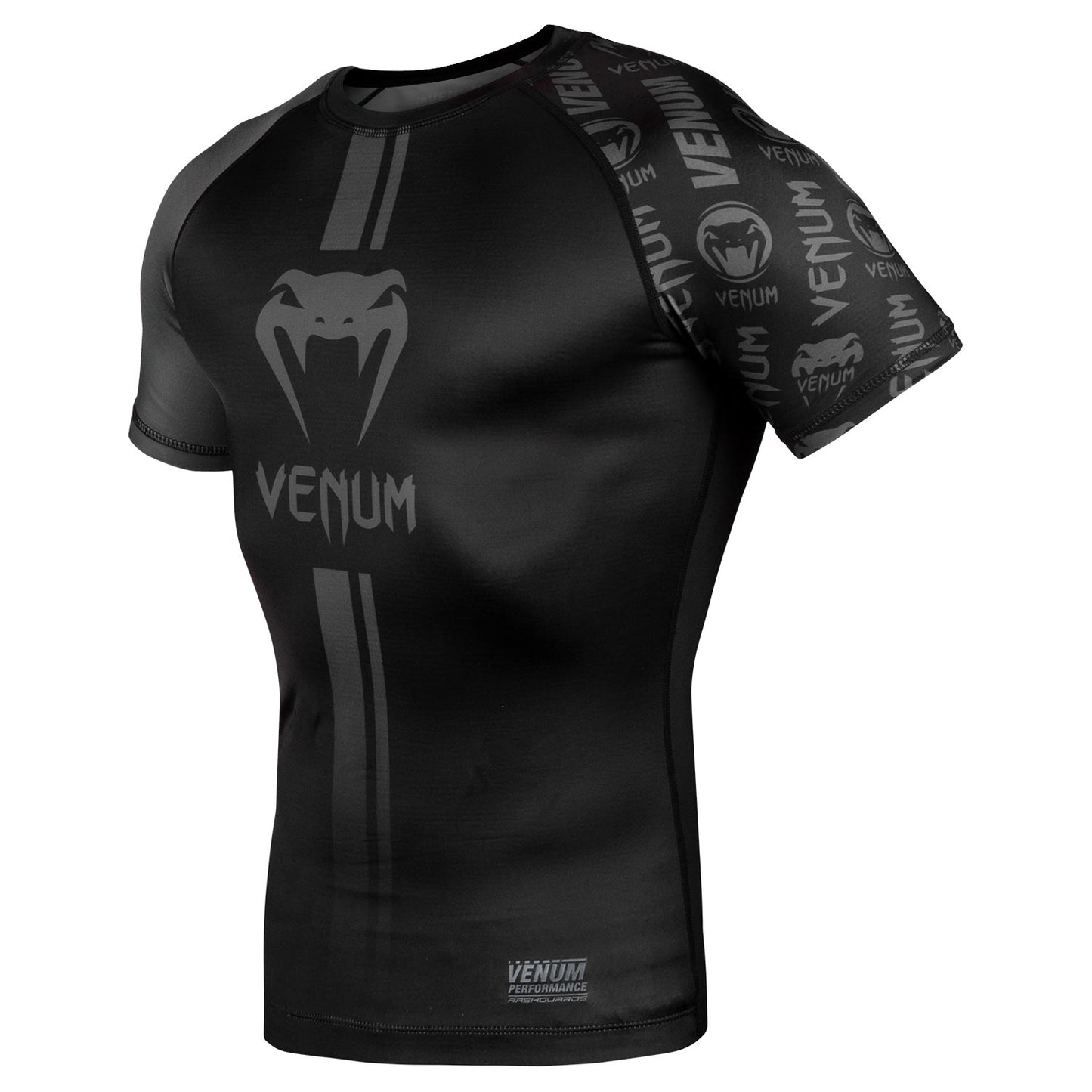 Venum Logos Rashguard - Korte mouwen - Zwart/Zwart