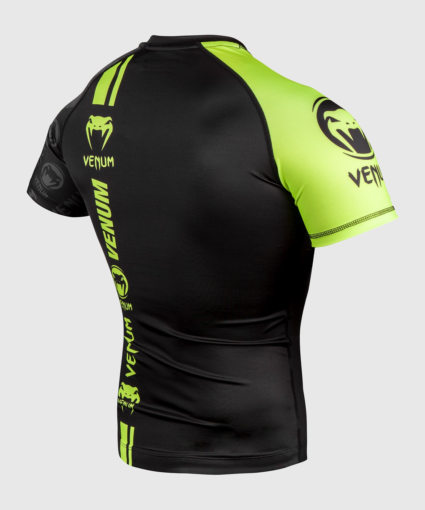 Venum Logos Rashguard - Korte mouwen - Zwart/Neongeel