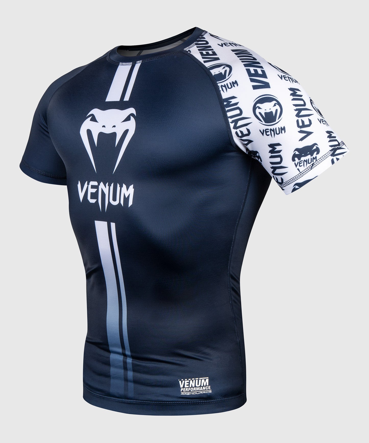 Venum Logos Rashguard - Korte mouwen - Marineblauw/Wit