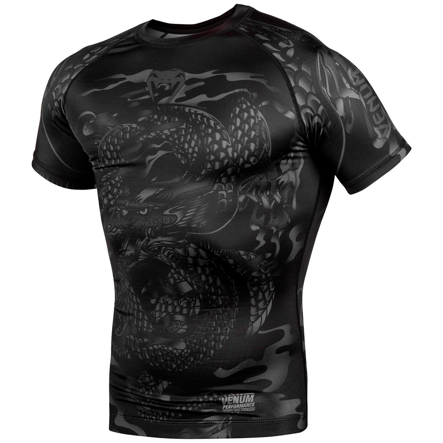 Venum Dragon's Flight Rashguard - Korte Mouwen - Zwart/Zwart